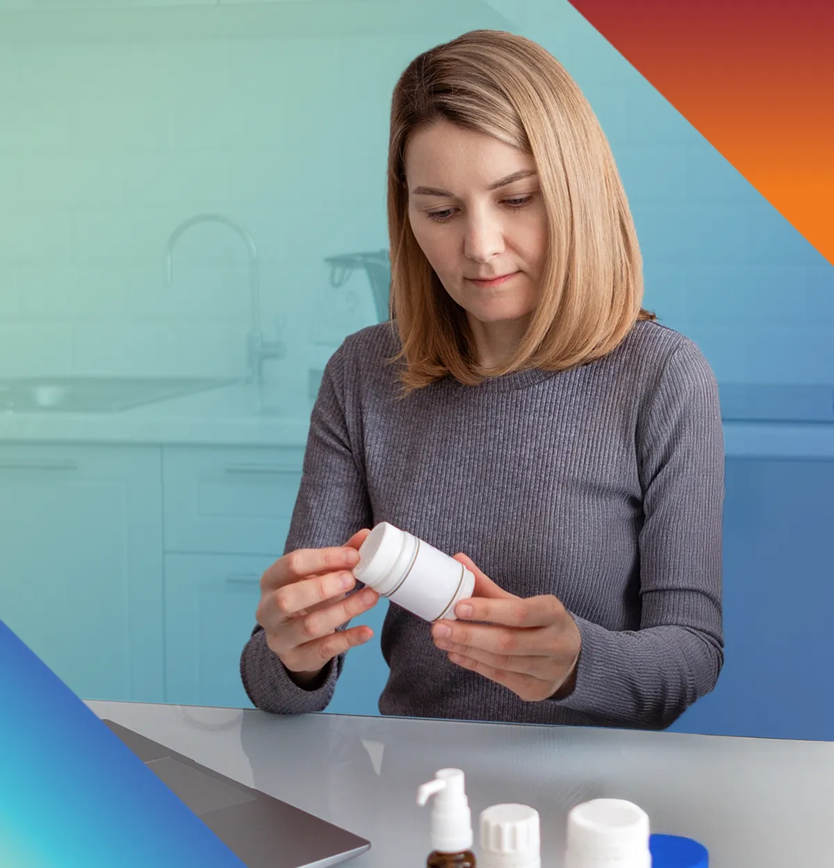 Woman checking her medication that she just received from a specialty pharmacy